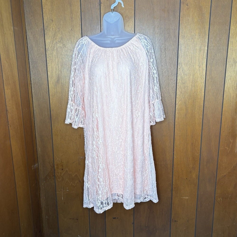 Style & Co‎ Dress Womens XXL Blush Pink Lace Romantic Fairycore Festival  Boho